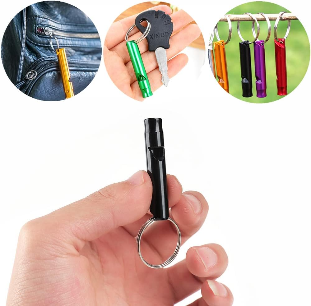 Tergy 50-200 Pieces Emergency Whistle with Keychain Aluminum Survival Whistle Key Chain for Camping Hiking Boating Hunting Fishing - Image 2