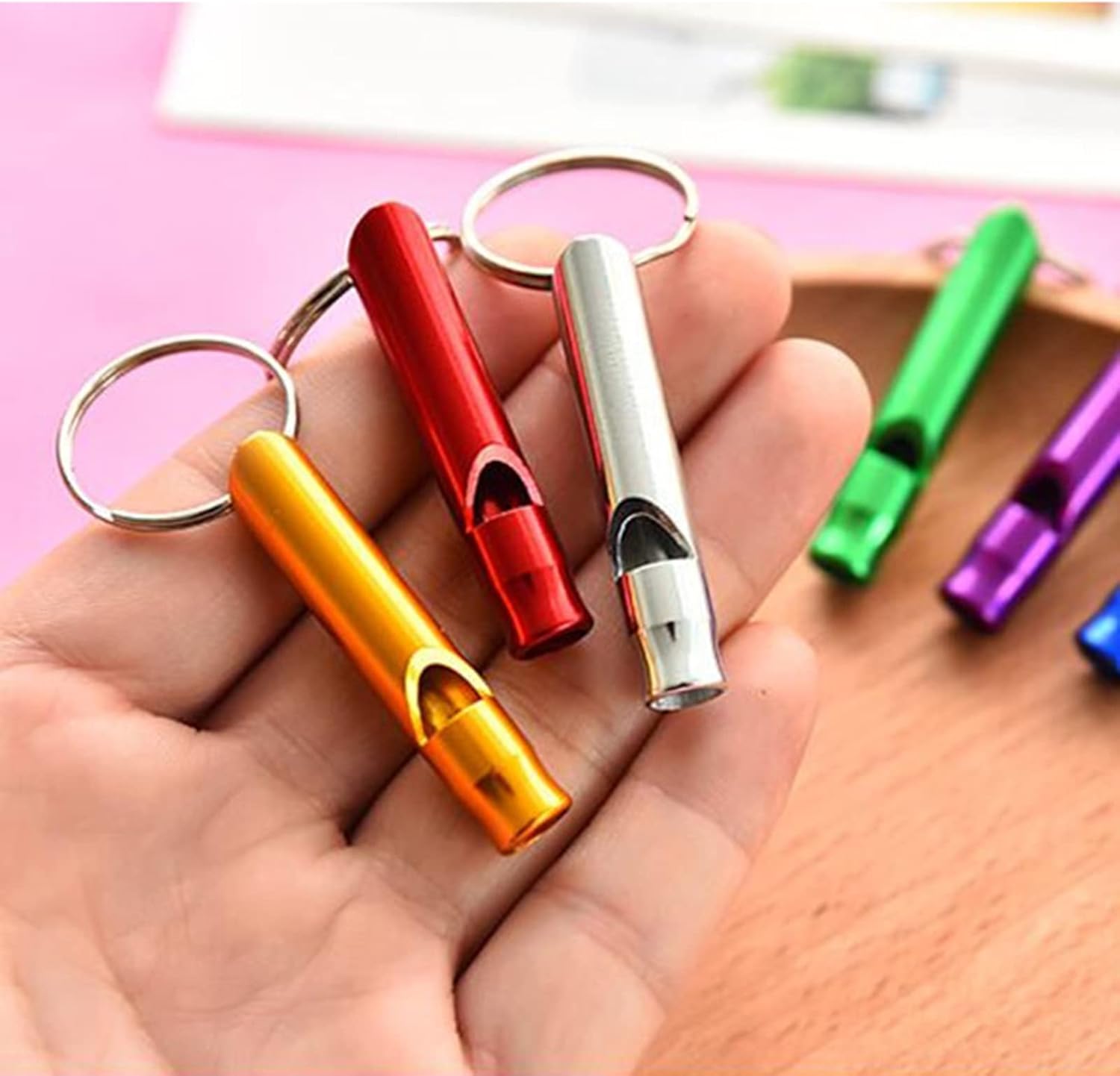 Tergy 50-200 Pieces Emergency Whistle with Keychain Aluminum Survival Whistle Key Chain for Camping Hiking Boating Hunting Fishing - Image 3