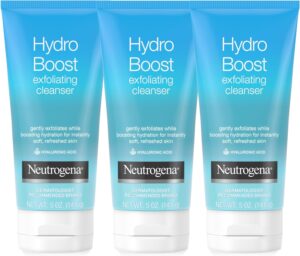 Neutrogena Hydro Boost Exfoliating Facial Cleanser Scrub, 5 oz, 3 Pack | Hyaluronic Acid, Clinically Proven to Increase Skin's Hydration Level, Non-Comedogenic, Oil- Soap- & Paraben-Free