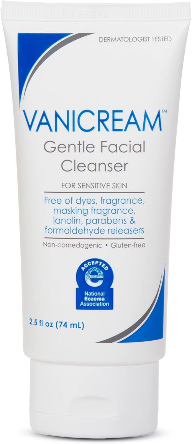 Vanicream Gentle Facial Cleaner, pH-Balanced Face Wash, 2.5 Fl Oz | Formulated without Common Irritants for Sensitive Skin, Removes Makeup, Dirt and Excess Oils, Non-Comedogenic, Travel Size